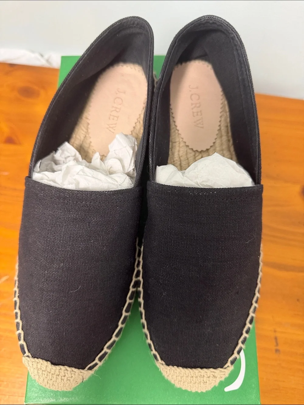 J. Crew Black Canvas Espadrilles with Braided Jute Trim